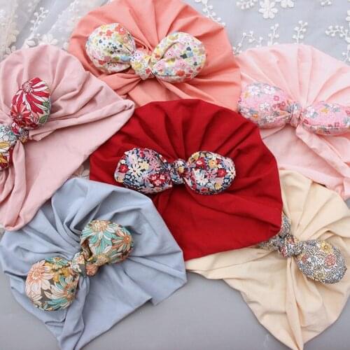 Baby Cap Bow Tie Fashion Baby Hat Solid Turban a Headscarf for Girl Elastic Caps for Girls Baby Infant Accessories