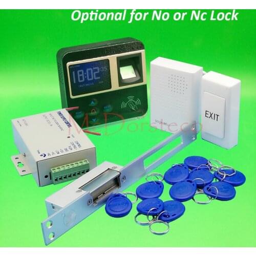 DIY Complete yli Long-type Electric Strike Lock Door System Kit Fingerprint Access Control System + Power Supply + Door Bell