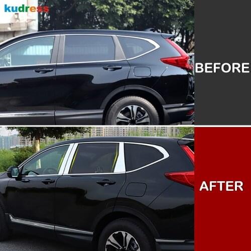 For Honda CRV CR-V 2017 2018 2019 Stainless Steel Door Window Center Pillars Strip Cover Trim Stickers Car Styling Accessories