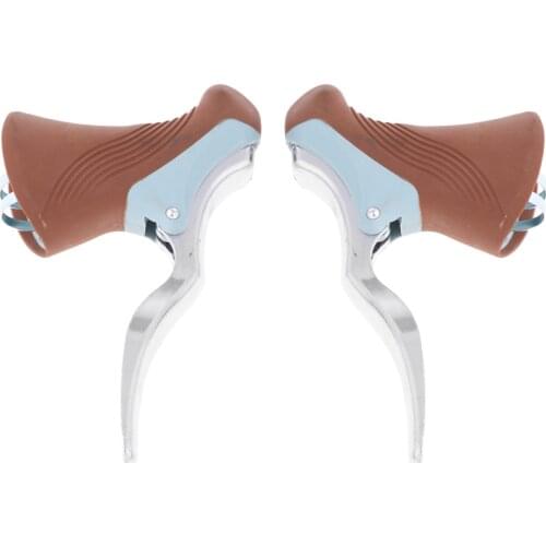 Road Urban Bike Racing Bicycle TT Bar End Drop Bar Brake Lever Set Coffee