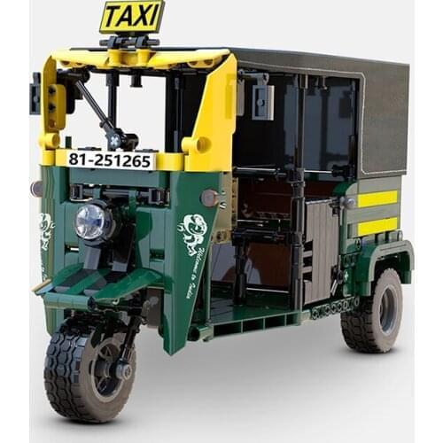 City Vehicles Car Moto Motor Tricycle Creator Technical Taxi Model Building Block DIY Bricks Collectible Kids Toys Classic