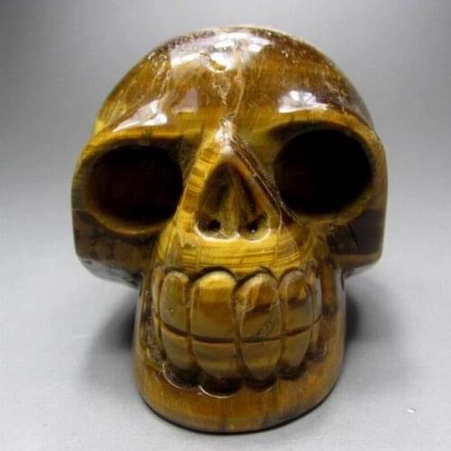 67mm/272g Tiger Eye Stone Skull Handmade Stone Carving - crystals and stones healing Mineral specimen Home Decor XX0317/05M