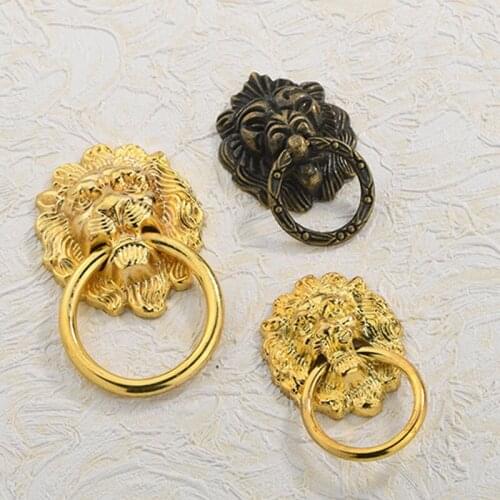 90*53mm Furniture Handles Beast for Lion Head Antique Alloy Handle Wardrobe Drawer Door Pull Retro Decoration 1PCS With Screw