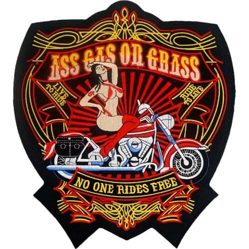 SEXY LADY NO ONE RIDE FREE large Embroidered backing punk biker Patches Clothes Stickers Apparel Accessories Badge