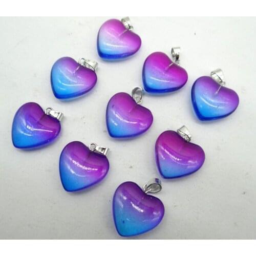 Natural stone Quartz Crystal Turquoises Titanium Crystal Heart-shaped pendant for diy Jewelry making necklace Accessories24PCS