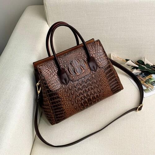 2021 New Genuine Leather Bags for Crocodile Leather Handbag Women Luxury Handbag Bag Designer Crossbody Bag Female Retro Tote