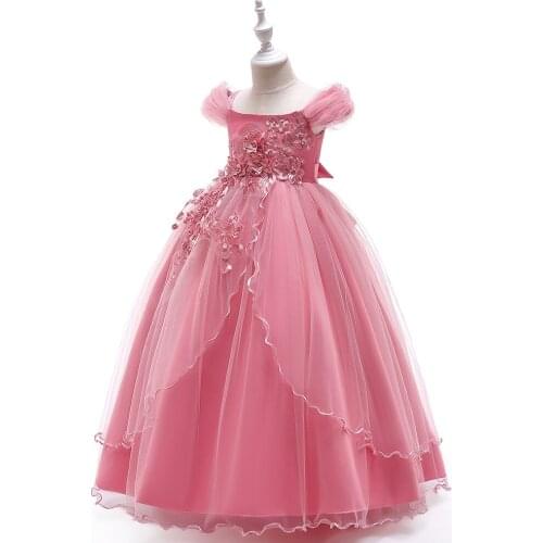 New Teen Girl Wedding Dress Baby Girl Dress Ceremony Elegant Childrens Party Dress Costume for Cid Clothes 4-14Years Dress