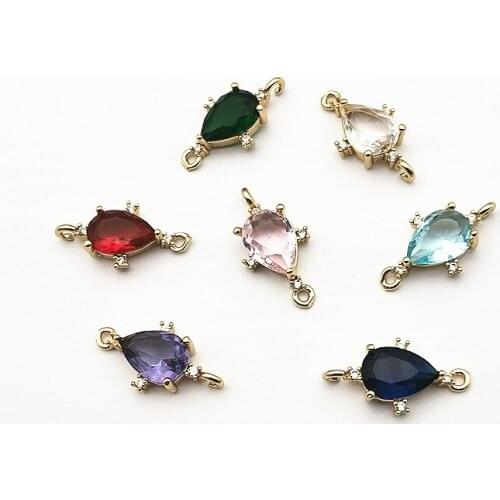 New arrival! 20x11mm 50pcs Copper/Crystal Drop shape Connector for Earring DIY Making, Jewelry Accessories Findings & Component