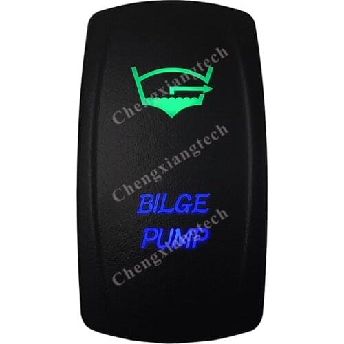 12v/24v Waterproof Marine Grade Boat Car 5P SPST ON-OFF Up Green & Down Blue Led Light Rocker Toggle Switch Bilge Pump