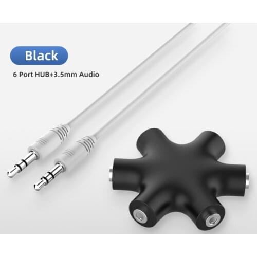 6/1pc 3.5mm Headphone Earphone Stereo Audio Splitter1 Male To 2 3 4 5 Male Ports Cable Cord Jack Headset 6 Hub Way Audio Adapter