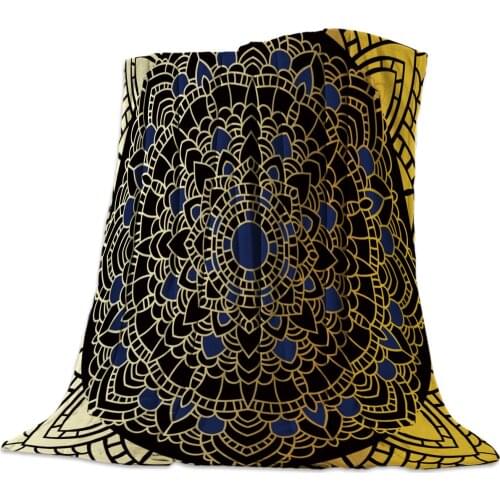 Art Mandala Flowers Gold Throw Blanket Soft Comfortable Velvet Plush Blankets Warm Sofa Bed Sheets