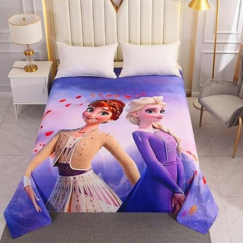 Disney Frozen 2 Elsa and Anna Princess Bedsheet Girls Kids Bedroom Flatsheet Children Baby Flat Bed Sheet Blanket 230x250cm