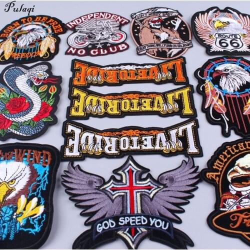 Pulaqi Eagle Patch Snake Baboon Punk Rock Patch Embroidered Iron On Patches For Clothing Punk Animals Stripe Sticker For Clothes