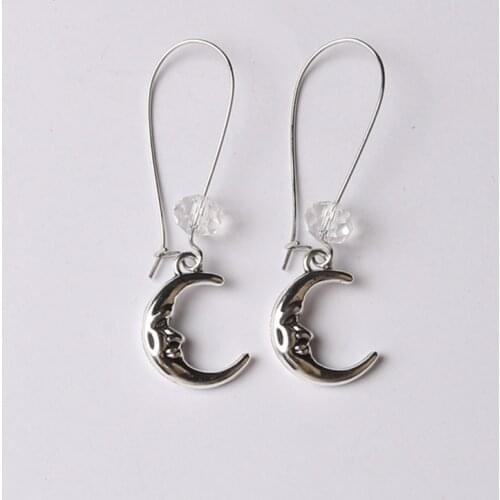 Silver Half Moon Dangling Long Earrings Occultism, Witch, Wiccan Pagan Jewelry, Celestial Gifts, Gothic, Moon Earrings