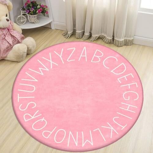 Gray Round Kids Room Rug clock numbers girl heart educational carpet