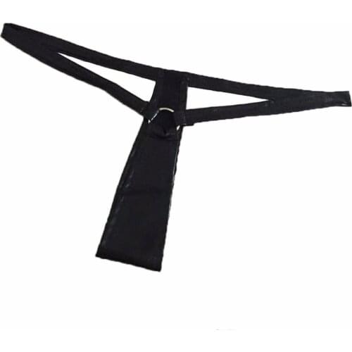 Women Sexy G-string Faux Leather Panties T Thong Pants Sexy Underwear G String with Ring Panties Ladies Panty