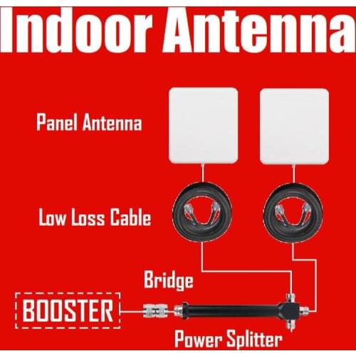 Signal booster amplifier repeater 2 Indoor panel extra antennas expansion kit with 1 to 3 power splitter cable indoor antenna