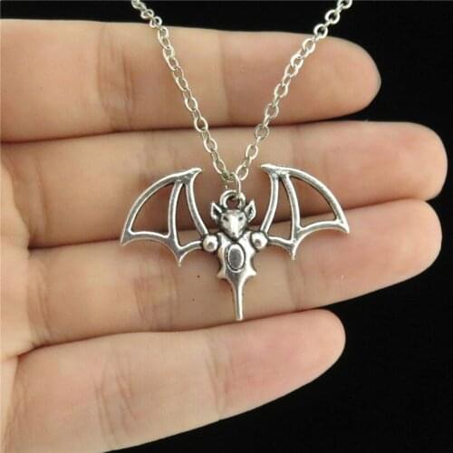 GLOWCAT Q18A87 Alloy Punk Style Hollow Animal Bat Pendant Necklaces Making Unisex Gift Collar