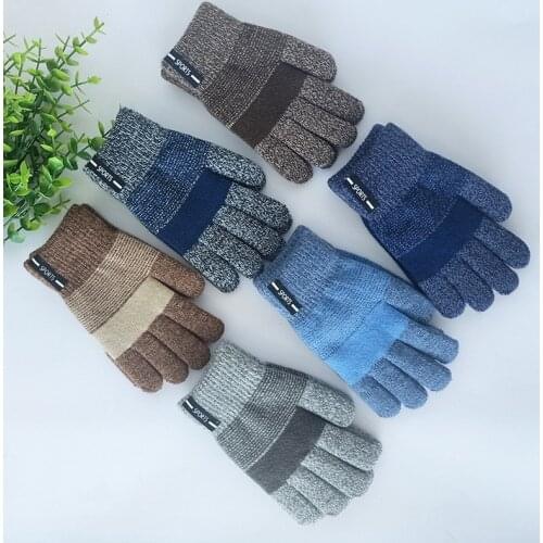 Unisex Winter Ribbed Knitted Full Fingered Gloves Women Men Classic Basic Thicken Lining Mittens Thermal Wrist Gloves
