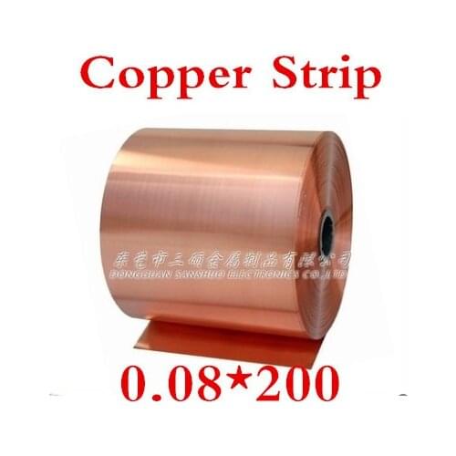 1 meters 0.08x200mm 0.08mm High Quality Copper foil,Copper tape,Copper Strip