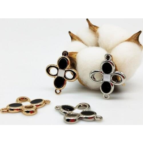 10PCS 21*27mm Enamel Cross Connector Alloy Charms Bracelet Pendant Drop Oil Grass DIY Earring Jewelry Handmade Craft YZ439