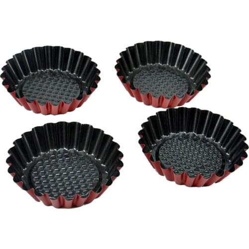 10PCS Carbon Steel Non-stick Flower Shaped Egg Tart Mold Cupcake Fruit Tart Mould Muffin Cup Baking Tool
