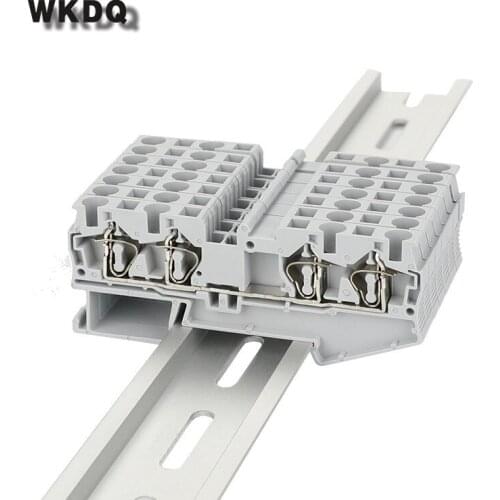 10pcs ST 4-QUATTRO 4 Connections Spring-cage QUATTRO Spring Load Din Rail Terminal Block Connector