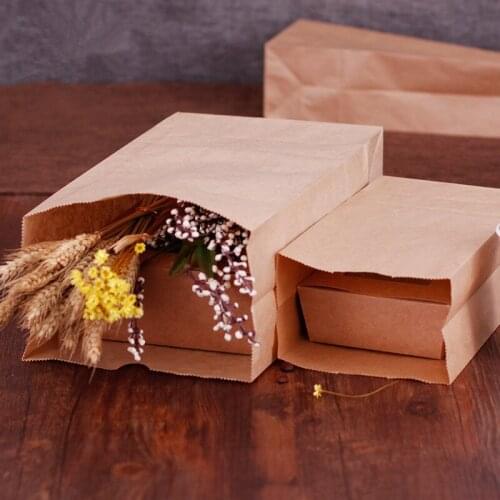 15*9*28cm 250Pcs/Lot Brown Kraft Paper Gift Bags Sandwich Food Bags Party Wedding Favor Candy Snack Dessert Package Pack Bag