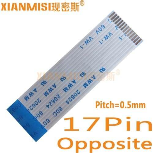 17Pin Flexible Flat Cable FFC Opposite Side 0.5mm Pitch AWM 20624 80C 60V Length 5cm 8cm 10cm 15cm 20cm 25cm 30cm 35cm 5PCS