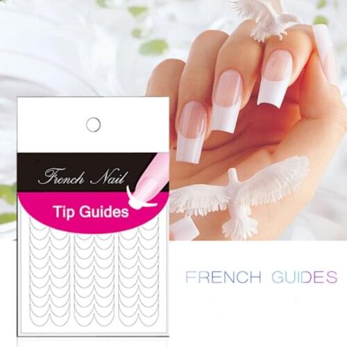 48pcs/pack White Nail Decal French Manicure Strip Nail Art Form Fringe Guides Water Transfer Sticker DIY Line Tips Decals