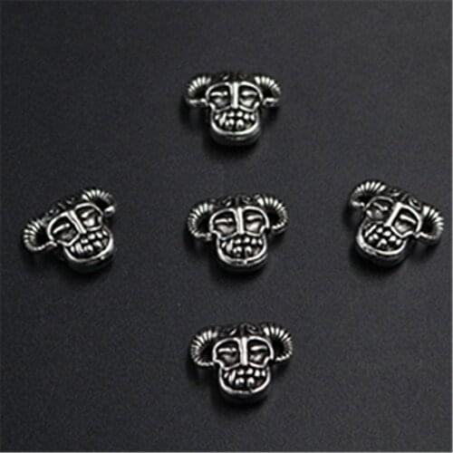 8pcs Antique Silver Color 3D Sheep Elf Skull Charm Punk Bracelet Necklace DIY Metal Jewelry Alloy Pendants 16*14mm A1306