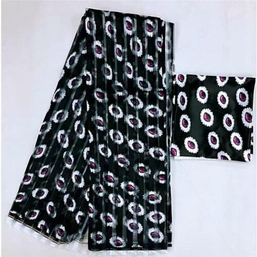 African fabric Organza silk pattern satin silk fabric High quality 2019 digital printed wax for party dress african satin fabric
