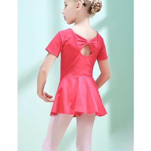 Short Sleeve Ballet Dress Tutu Kids Gymnastics Training Leotards Ballet Dance Jumpsuit For Girls Cotton Ballerina Costumes