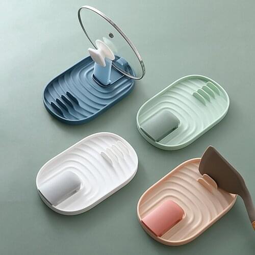 Household Plastic Cooking Spatula Pot Cover Storage Shelf Rack Kitchen Tool