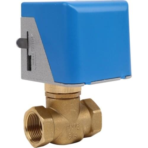 DN15 DN20 DN25 Motorized Electric Brass Globe Valves 2 Wire AC 220V Two Way Stop Shut-off Valve