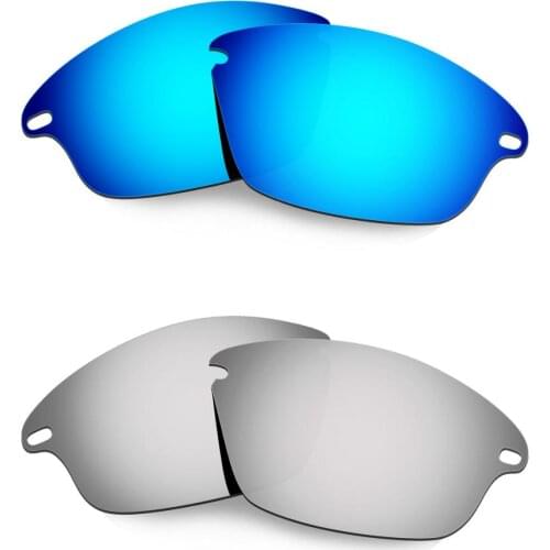 HKUCO For Fast Jacket Sunglasses Polarized Replacement Lenses 2 Pairs Blue & Silver