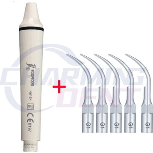 HW-3H Original Woodpecker EMS Ultrasonic Scaler Dental Piezo Scaler Handpiece Scaling Handle Detechable with 5 Tips Cavitron