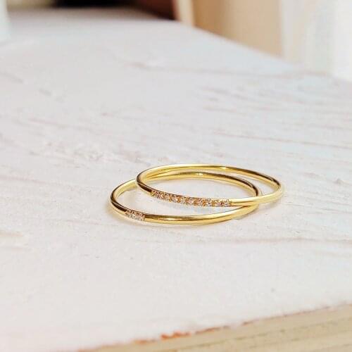 Lii Ji 14K Gold Filled Zircon Ring Gold Jewelry Minimalist Knuckle Stacking Bohemian Ring for Women Gift