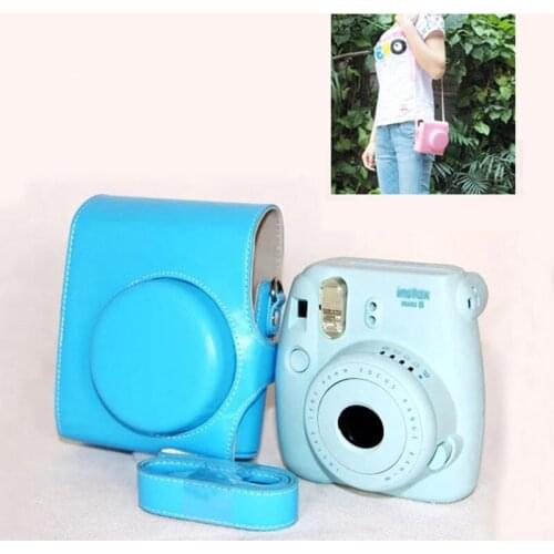 Leather Case Cover Pouch Protector For Polaroid Photo Camera For Fuji Instax Mini 8 Camera Strap Bag