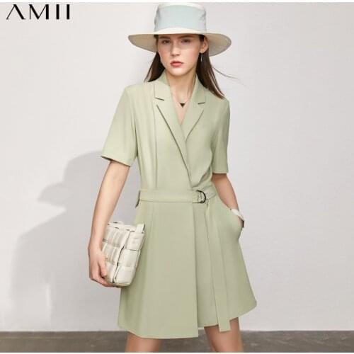 Amii Minimalism Summer New Womens Jumpsuit Offical Lady Solid Lapel Belt Loose Womens Set Causal Jumpsuit Shorts 12140097