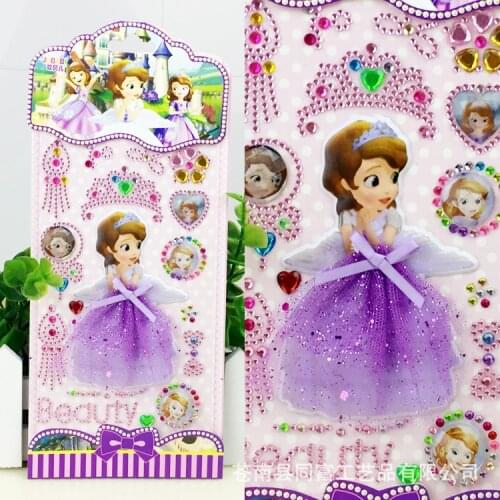 Disney Rhinestone Kawaii Stickers Princess Frozen Sofia Elsa Baby Girl Gift Funny Kids Toys Fairy Tale Cute Anime Stickers