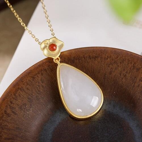 Genuine white jade pendant necklace buby jade jasper jade pendants chain with gold s925 sterling silver jadeite jade