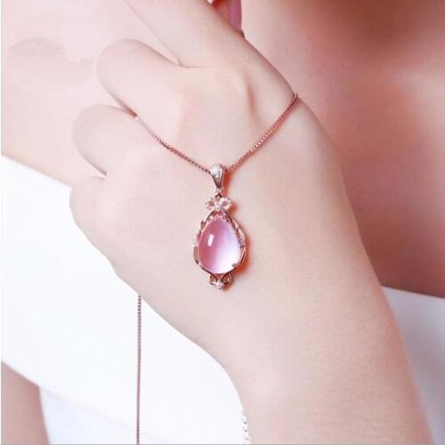 TJP New Fashion Rose Gold Clavicle Necklace For Women Jewelry Crystal Top Quality Silver 925 Girl Necklace Girl Birthday Gift