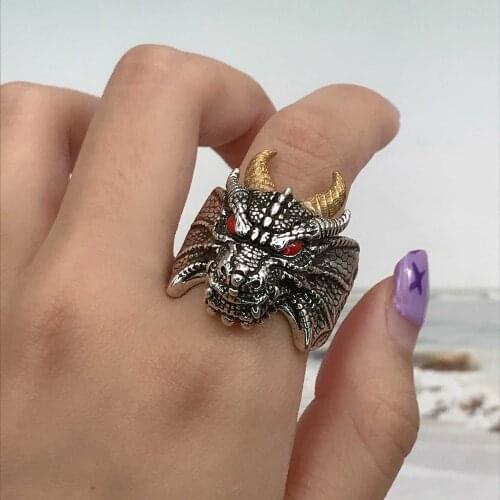 New Gothic Male Rings Chinese Style Vintage Dragon Jewelry For Men Wedding Party Punk Domineering Accessories