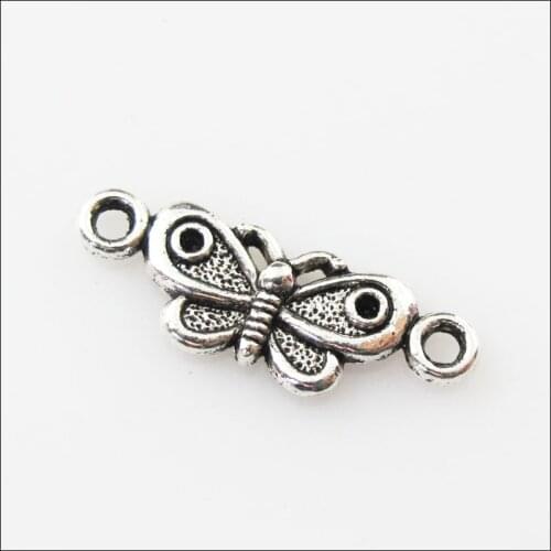 New 35Pcs Tibetan Silver Color Animal Butterfly Charms Pendants Connectors 7.5x21.5mm