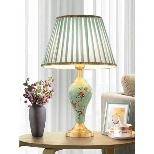 Simple Modern New Chinese Light Luxury Ceramic Table Lamp For American Living Room Wedding Warm Bedroom Bedside Lamp Study Room