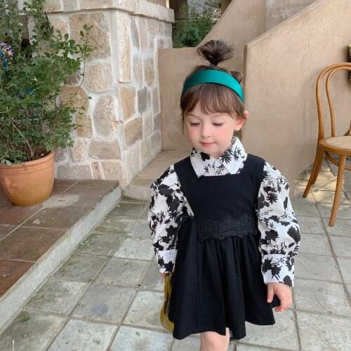 Girls' Shirt 2021 Autumn New Cute Print Long Sleeve Turn-down Collar Top Childrens Fashion Casual All-match Top Girls Shirts