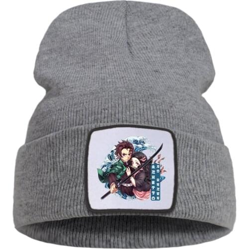 Hats Demon Slayer Printing Autumn Kinnted Hat Warm Casual Women Winter Hats Soft Fashion Beanie For Boy