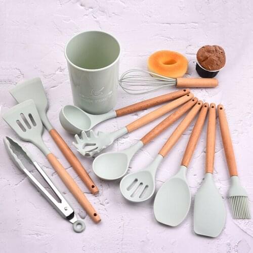 Silicone Kitchenware Cooking Utensils Set Heat Resistant Kitchen Non-Stick Cooking Utensils Baking Tools With Storage Box Tools