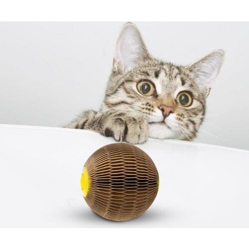 Catnip Scratcher Ball For Cat Toys Cat Scratching Ball Honeycomb Ball Cat Toy CCorrugated Paper Cat Scraper Toys For Kitten